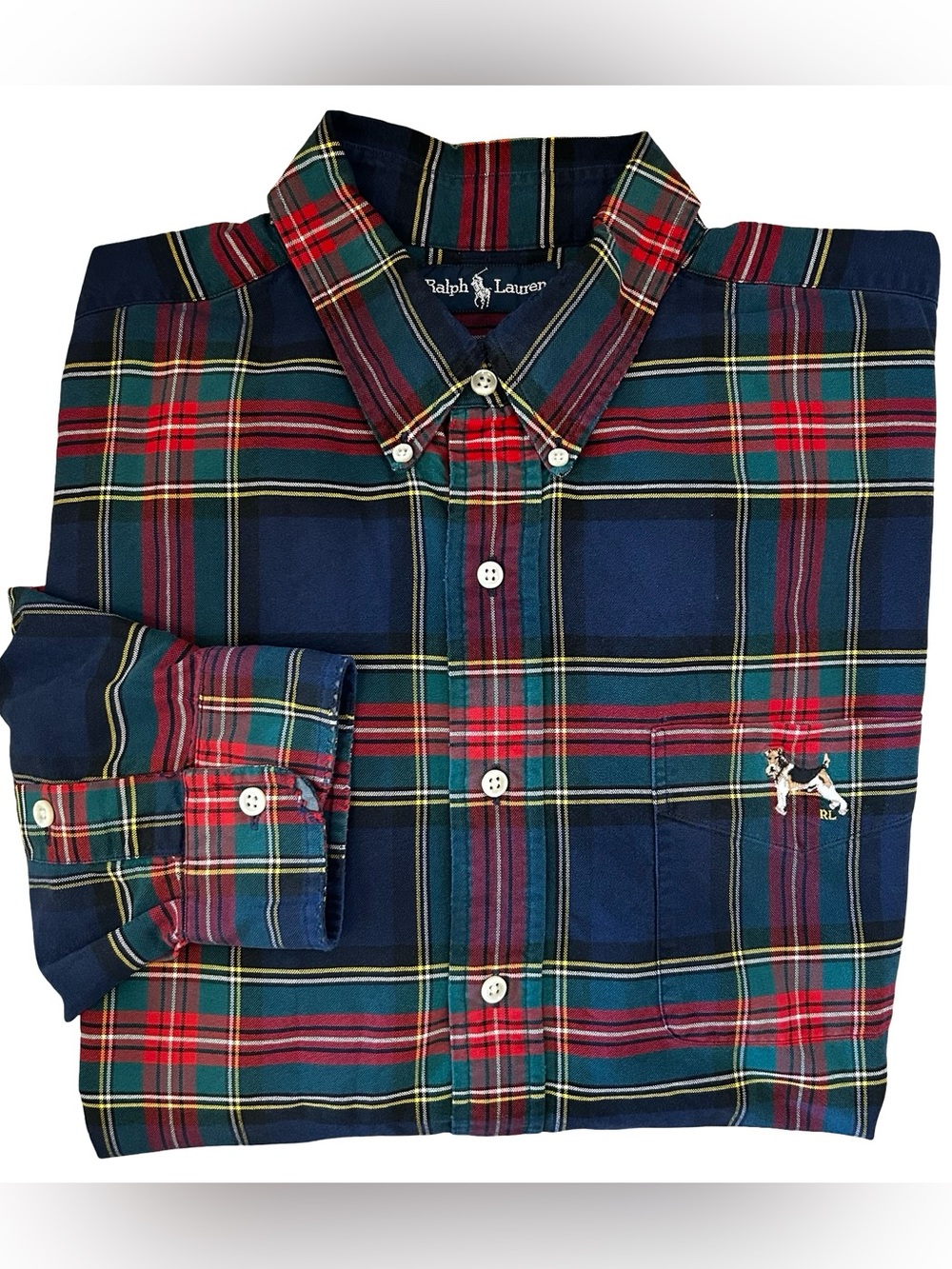 Vintage Polo Ralph Lauren Navy, Red & Green Plaid Button-Down Shirt XXL